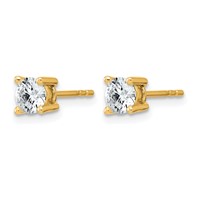 True Origin 14K Yellow Gold 0.75 Carat Lab Grown Diamond VS+ F+ Round Four Prong Heavy Weight Complete Stud Earrings view 2