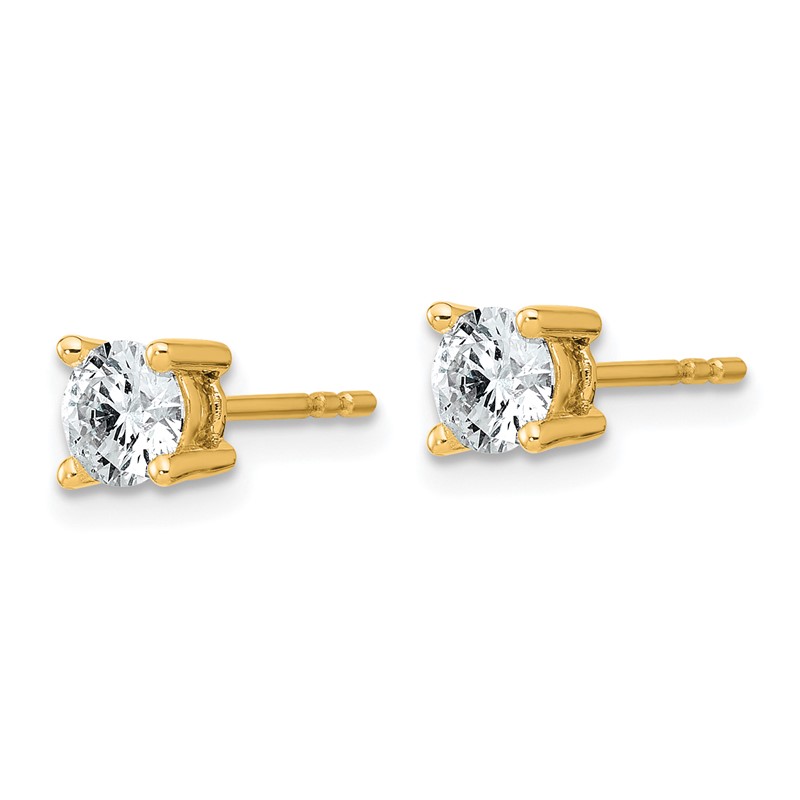 14k Yellow Gold 3/4 ctw Lab Grown Diamond VS+ F+ Round 4 Prong Heavy Wt. Stud Earrings