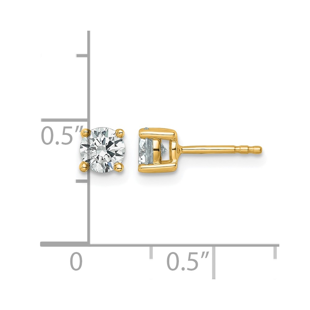 14k Yellow Gold 3/4 ctw Lab Grown Diamond VS+ F+ Round 4 Prong Heavy Wt. Stud Earrings (EM1016-075-LD)