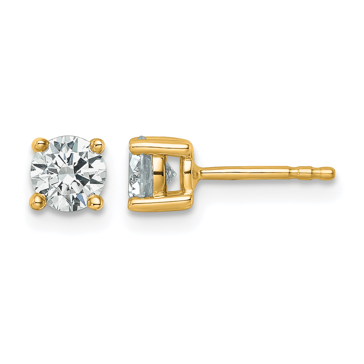 14k Yellow Gold 3/4 ctw Lab Grown Diamond VS+ F+ Round 4 Prong Heavy Wt. Stud Earrings (EM1016-075-LD)