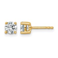 True Origin 14K Yellow Gold 0.75 Carat Lab Grown Diamond VS+ F+ Round Four Prong Heavy Weight Complete Stud Earrings view 1