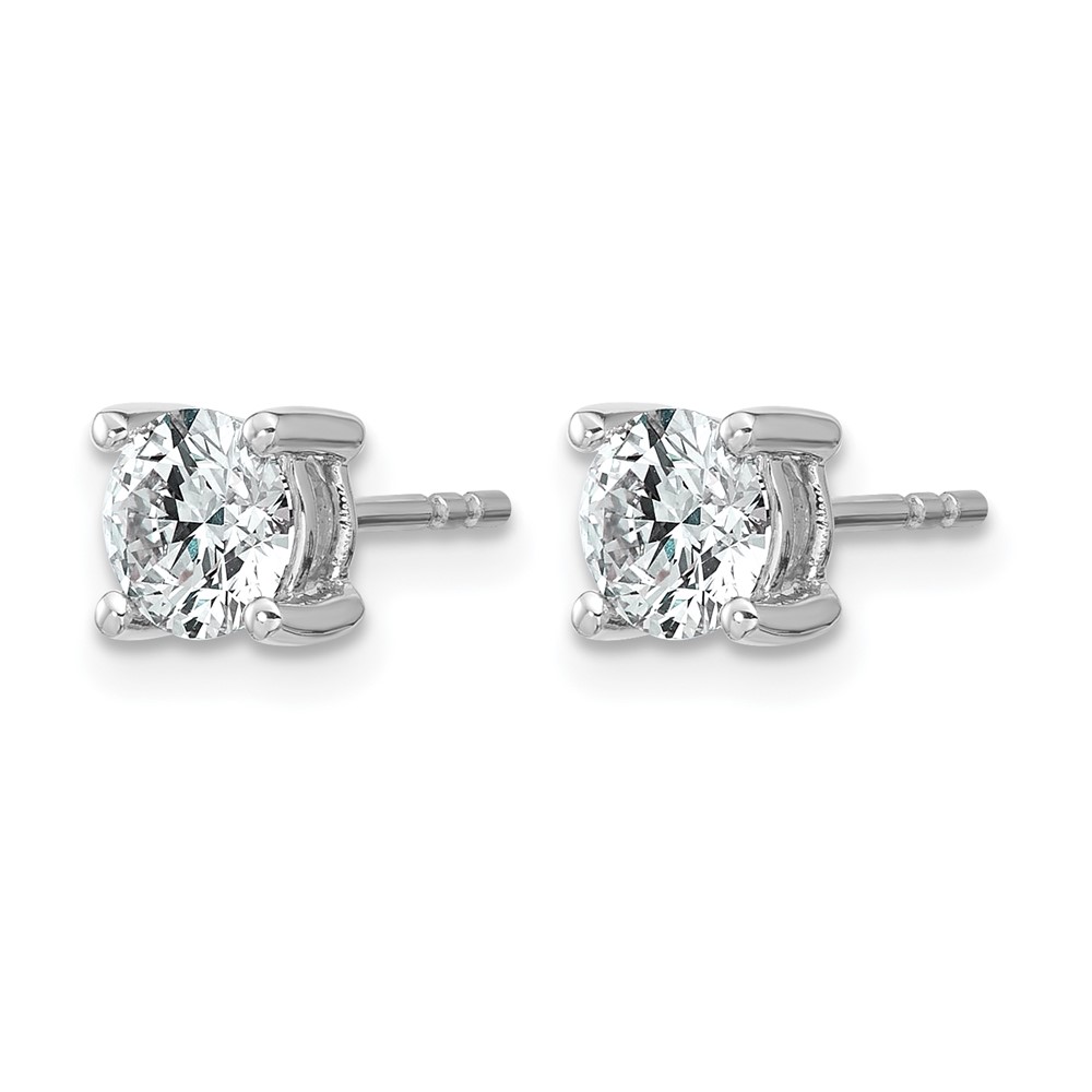 14k White Gold 1 ctw Lab Grown Diamond VS+ F+ Round 4 Prong Heavy Wt. Stud Earrings (EM1016-100-WLD)
