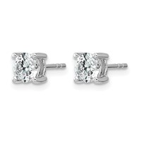 True Origin 14K White Gold 1 Carat Lab Grown Diamond VS+ F+ Round Four Prong Heavy Weight Complete Stud Earrings view 2