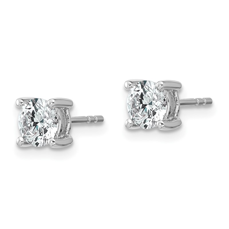 14k White Gold 1 ctw Lab Grown Diamond VS+ F+ Round 4 Prong Heavy Wt. Stud Earrings