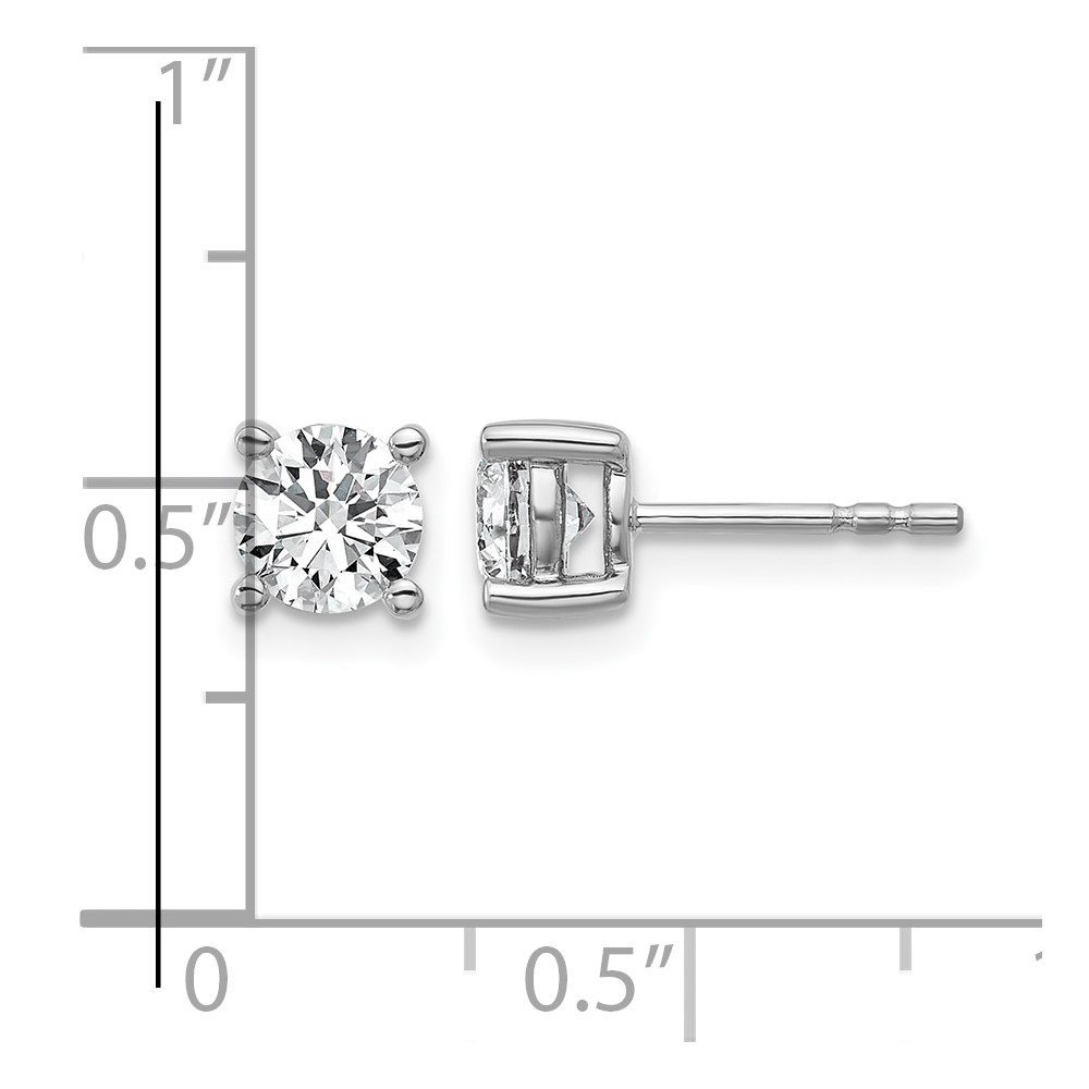 14k White Gold 1 ctw Lab Grown Diamond VS+ F+ Round 4 Prong Heavy Wt. Stud Earrings (EM1016-100-WLD)