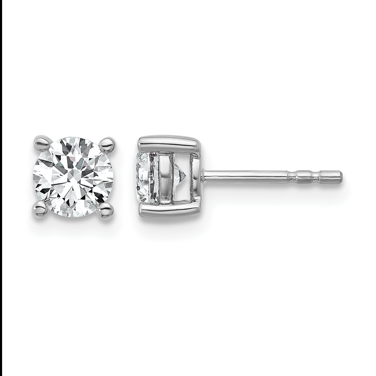 14k White Gold 1 ctw Lab Grown Diamond VS+ F+ Round 4 Prong Heavy Wt. Stud Earrings (EM1016-100-WLD)