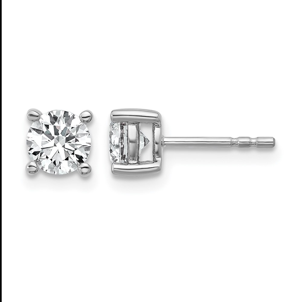 14k White Gold 1 ctw Lab Grown Diamond VS+ F+ Round 4 Prong Heavy Wt. Stud Earrings (EM1016-100-WLD)