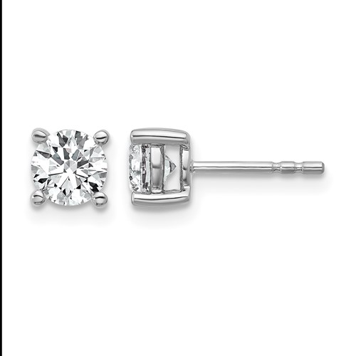 True Origin 14K White Gold 1 Carat Lab Grown Diamond VS+ F+ Round Four Prong Heavy Weight Complete Stud Earrings