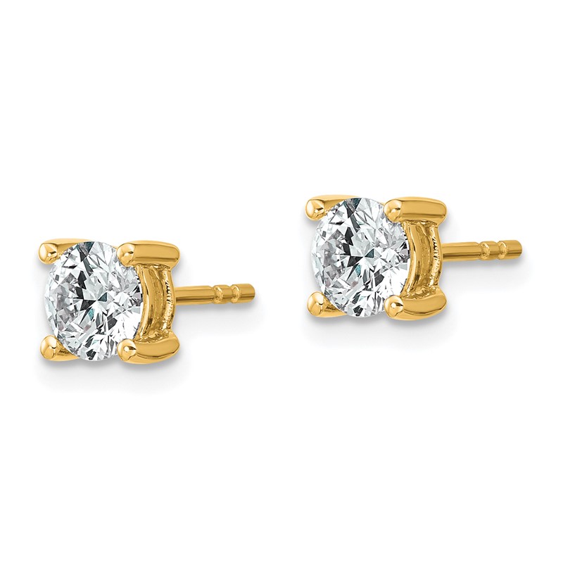 14k Yellow Gold 1 ctw Lab Grown Diamond VS+ F+ Round 4 Prong Heavy Wt. Stud Earrings