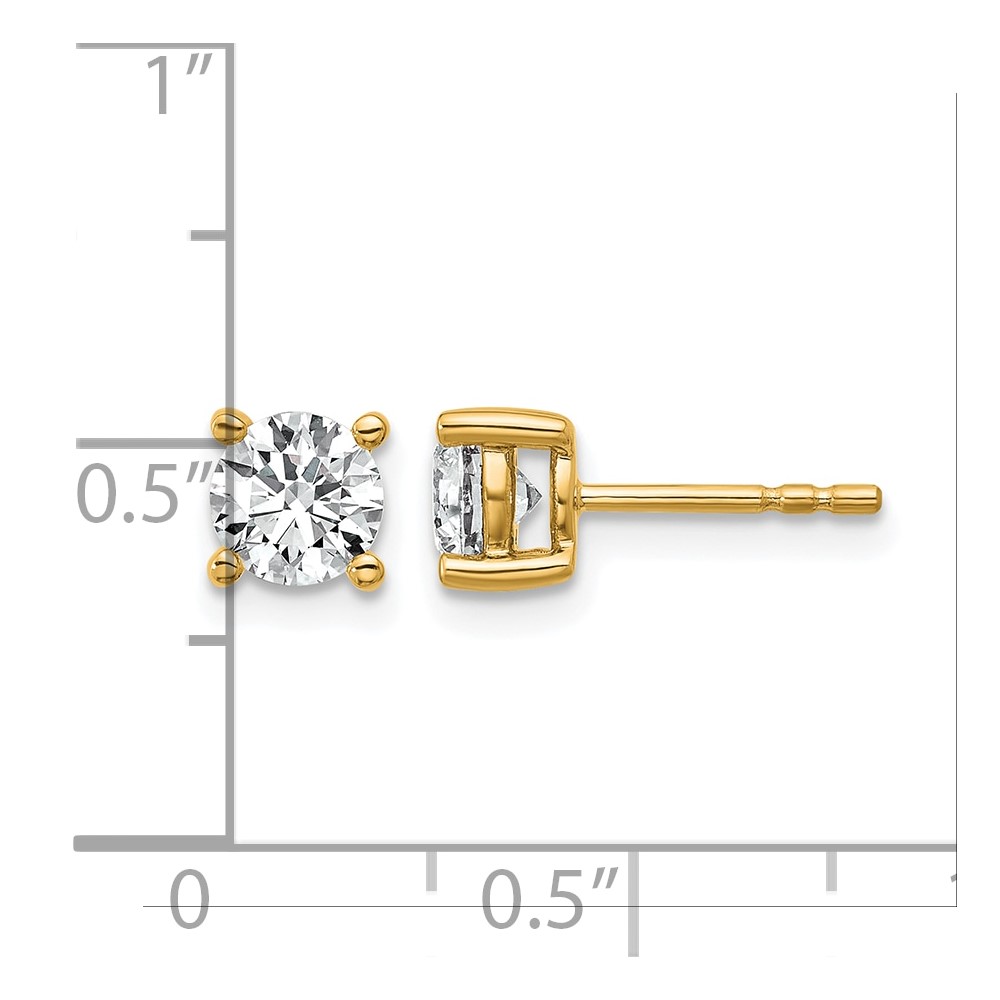 14k Yellow Gold 1 ctw Lab Grown Diamond VS+ F+ Round 4 Prong Heavy Wt. Stud Earrings (EM1016-100-LD)