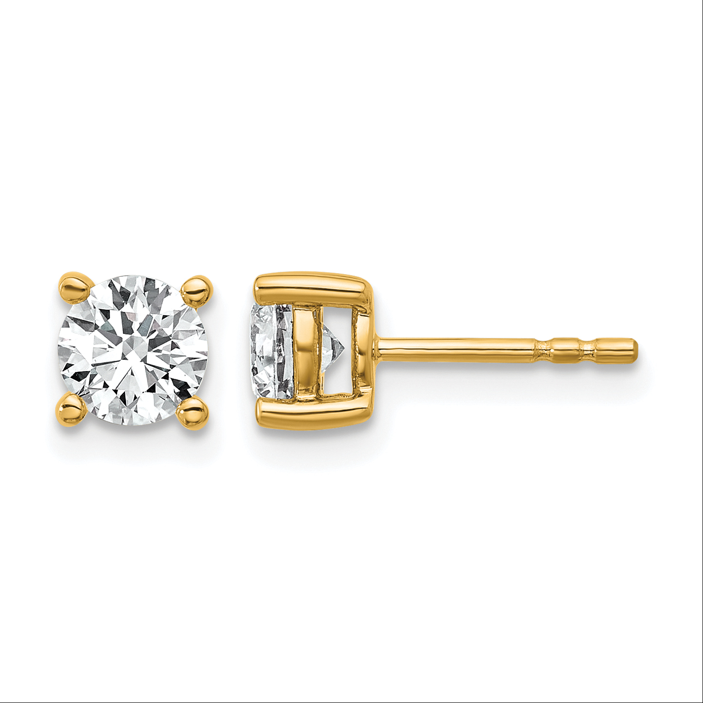 14k Yellow Gold 1 ctw Lab Grown Diamond VS+ F+ Round 4 Prong Heavy Wt. Stud Earrings (EM1016-100-LD)