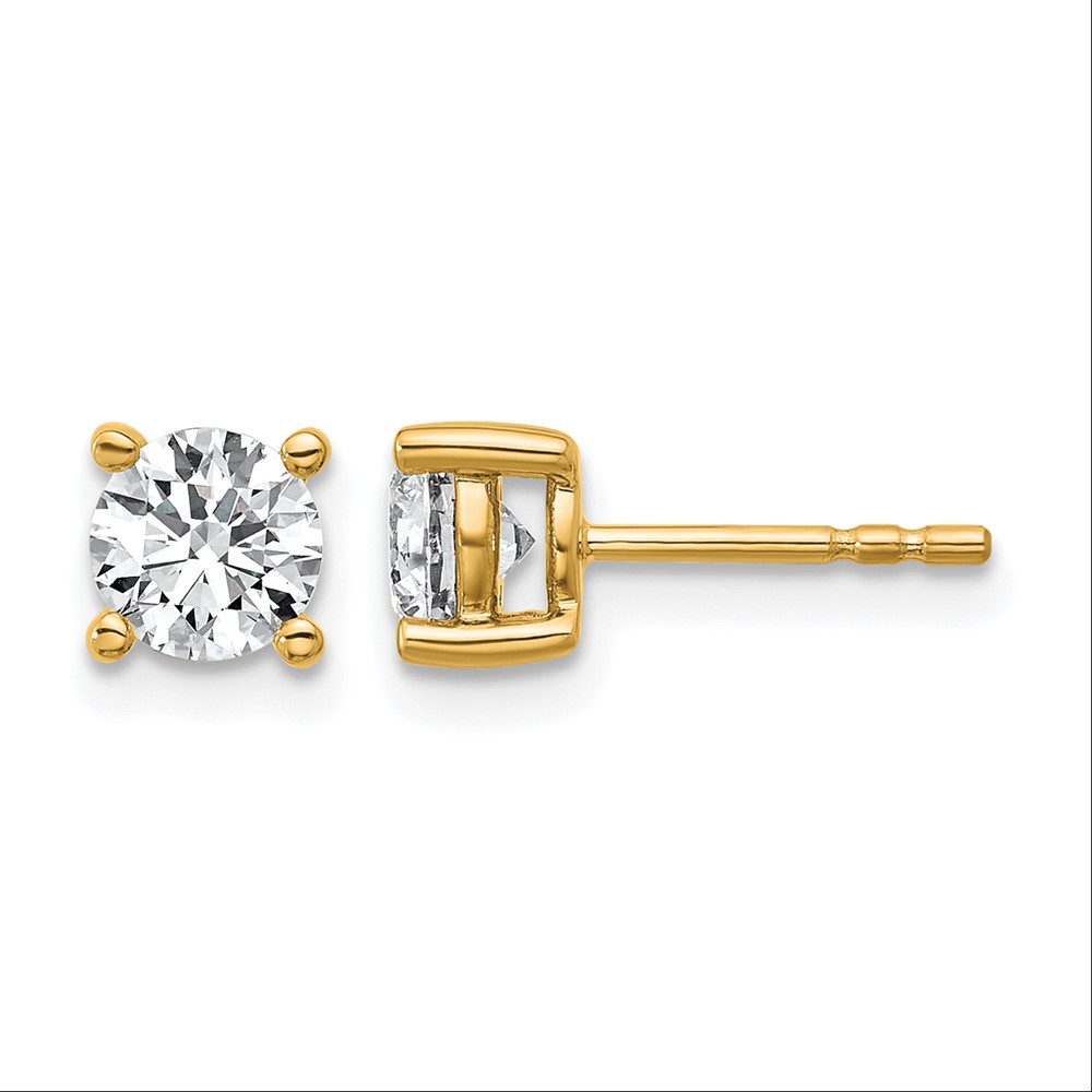14k Yellow Gold 1 ctw Lab Grown Diamond VS+ F+ Round 4 Prong Heavy Wt. Stud Earrings (EM1016-100-LD)