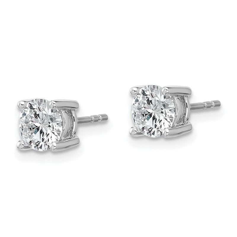 14k White Gold 1 1/2 ctw Lab Grown Diamond VS+ F+ Round 4 Prong Heavy Wt. Stud Earrings