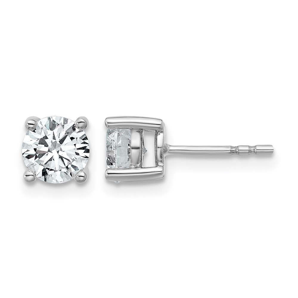 True Origin 14K White Gold 1.50 Carat Lab Grown Diamond VS+ F+ Round Four Prong Heavy Weight Complete Stud Earrings