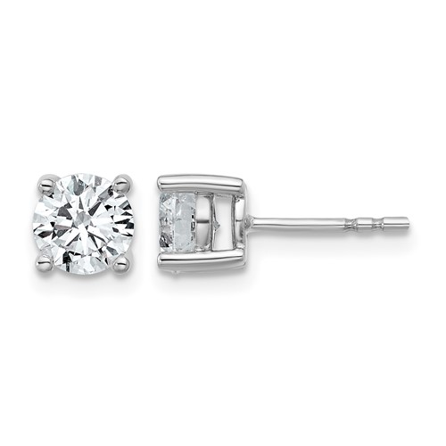 True Origin 14K White Gold 1.50 Carat Lab Grown Diamond VS+ F+ Round Four Prong Heavy Weight Complete Stud Earrings