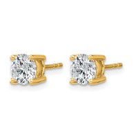 True Origin 14K Yellow Gold 1.50 Carat Lab Grown Diamond VS+ F+ Round Four Prong Heavy Weight Complete Stud Earrings view 2