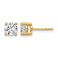 True Origin 14K Yellow Gold 1.50 Carat Lab Grown Diamond VS+ F+ Round Four Prong Heavy Weight Complete Stud Earrings view 1