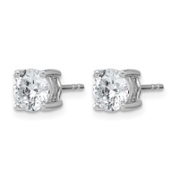 True Origin 14K White Gold 2 Carat Lab Grown Diamond VS+ F+ Round Four Prong Heavy Weight Complete Stud Earrings view 2