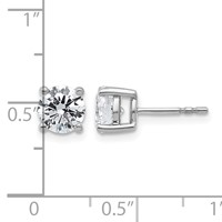True Origin 14K White Gold 2 Carat Lab Grown Diamond VS+ F+ Round Four Prong Heavy Weight Complete Stud Earrings view 5