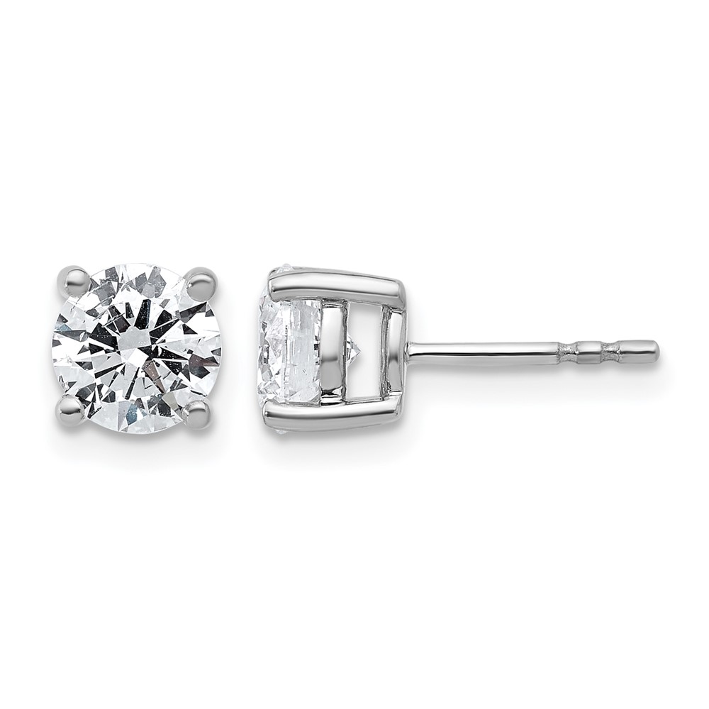 True Origin 14K White Gold 2 Carat Lab Grown Diamond VS+ F+ Round Four Prong Heavy Weight Complete Stud Earrings