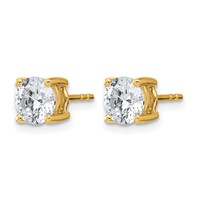 True Origin 14K Yellow Gold 2 Carat Lab Grown Diamond VS+ F+ Round Four Prong Heavy Weight Complete Stud Earrings view 2