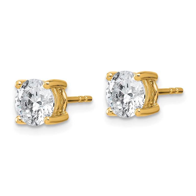 14k Yellow Gold 2 ctw Lab Grown Diamond VS+ F+ Round 4 Prong Heavy Wt. Stud Earrings