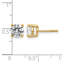 True Origin 14K Yellow Gold 2 Carat Lab Grown Diamond VS+ F+ Round Four Prong Heavy Weight Complete Stud Earrings view 5