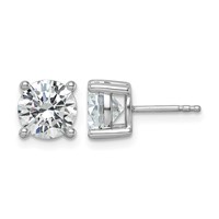 True Origin 14K White Gold 3 Carat Lab Grown Diamond VS+ F+ Round Four Prong Heavy Weight Complete Stud Earrings view 1