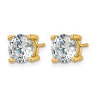 True Origin 14K Yellow Gold 3 Carat Lab Grown Diamond VS+ F+ Round Four Prong Heavy Weight Complete Stud Earrings view 2