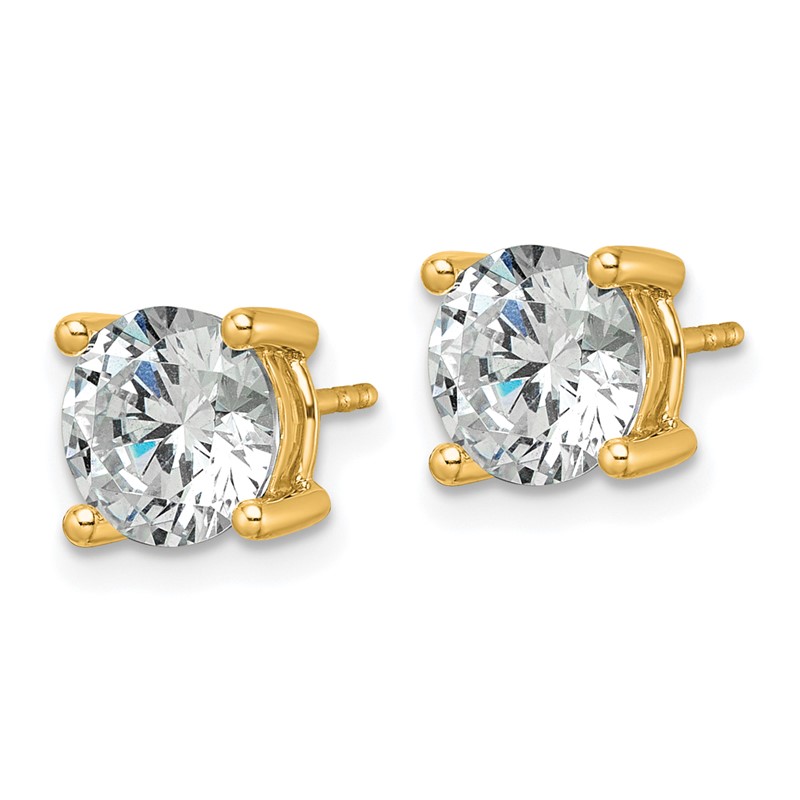 14k Yellow Gold 3 ctw Lab Grown Diamond VS+ F+ Round 4 Prong Heavy Wt. Stud Earrings