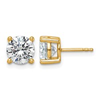 True Origin 14K Yellow Gold 3 Carat Lab Grown Diamond VS+ F+ Round Four Prong Heavy Weight Complete Stud Earrings view 1