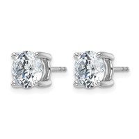 True Origin 14K White Gold 4 Carat Lab Grown Diamond VS+ F+ Round Four Prong Heavy Weight Complete Stud Earrings view 2