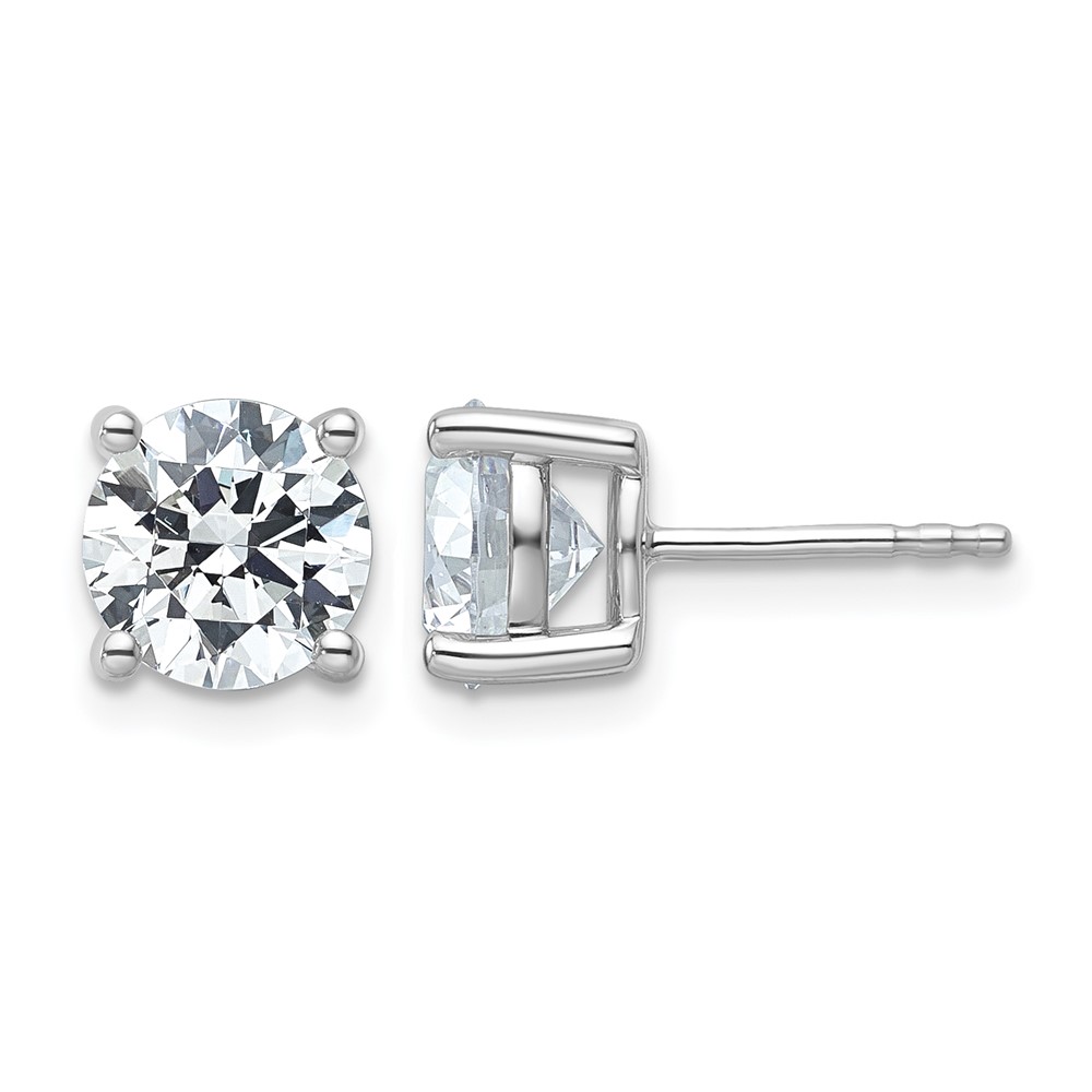 True Origin 14K White Gold 4 Carat Lab Grown Diamond VS+ F+ Round Four Prong Heavy Weight Complete Stud Earrings