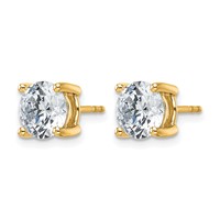 True Origin 14K Yellow Gold 4 Carat Lab Grown Diamond VS+ F+ Round Four Prong Heavy Weight Complete Stud Earrings view 2