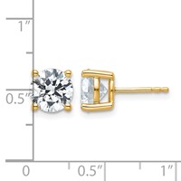True Origin 14K Yellow Gold 4 Carat Lab Grown Diamond VS+ F+ Round Four Prong Heavy Weight Complete Stud Earrings view 4