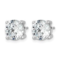 True Origin 14K White Gold 5 Carat Lab Grown Diamond VS+ F+ Round Four Prong Heavy Weight Complete Stud Earrings view 2