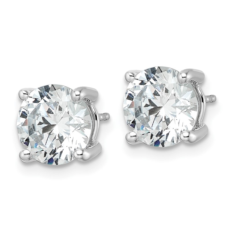 14k White Gold 5 ctw Lab Grown Diamond VS+ F+ Round 4 Prong Heavy Wt. Stud Earrings