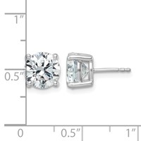 True Origin 14K White Gold 5 Carat Lab Grown Diamond VS+ F+ Round Four Prong Heavy Weight Complete Stud Earrings view 4
