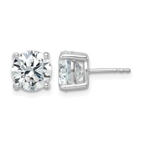 True Origin 14K White Gold 5 Carat Lab Grown Diamond VS+ F+ Round Four Prong Heavy Weight Complete Stud Earrings view 1
