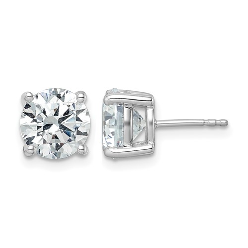 True Origin 14K White Gold 5 Carat Lab Grown Diamond VS+ F+ Round Four Prong Heavy Weight Complete Stud Earrings