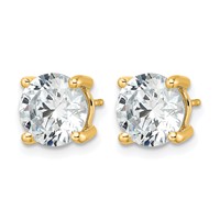 True Origin 14K Yellow Gold 5 Carat Lab Grown Diamond VS+ F+ Round Four Prong Heavy Weight Complete Stud Earrings view 2