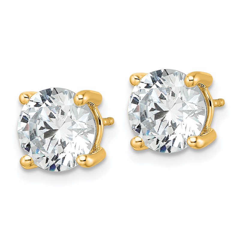 14k Yellow Gold 5 ctw Lab Grown Diamond VS+ F+ Round 4 Prong Heavy Wt. Stud Earrings