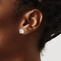 True Origin 14K Yellow Gold 5 Carat Lab Grown Diamond VS+ F+ Round Four Prong Heavy Weight Complete Stud Earrings view 3