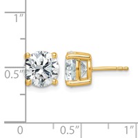 True Origin 14K Yellow Gold 5 Carat Lab Grown Diamond VS+ F+ Round Four Prong Heavy Weight Complete Stud Earrings view 4