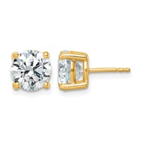 True Origin 14K Yellow Gold 5 Carat Lab Grown Diamond VS+ F+ Round Four Prong Heavy Weight Complete Stud Earrings view 1