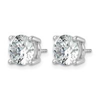 True Origin 14K White Gold 6 Carat Lab Grown Diamond VS+ F+ Round Four Prong Heavy Weight Complete Stud Earrings view 2