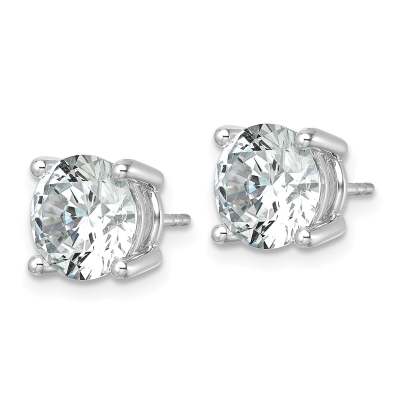 14k White Gold 6 ctw Lab Grown Diamond VS+ F+ Round 4 Prong Heavy Wt. Stud Earrings