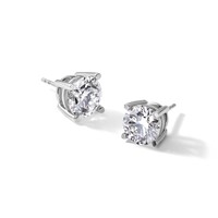 True Origin 14K White Gold 5 Carat Lab Grown Diamond VS+ F+ Round Four Prong Heavy Weight Complete Stud Earrings view 5
