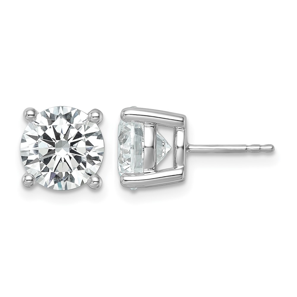 True Origin 14K White Gold 6 Carat Lab Grown Diamond VS+ F+ Round Four Prong Heavy Weight Complete Stud Earrings