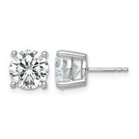 True Origin 14K White Gold 6 Carat Lab Grown Diamond VS+ F+ Round Four Prong Heavy Weight Complete Stud Earrings view 1